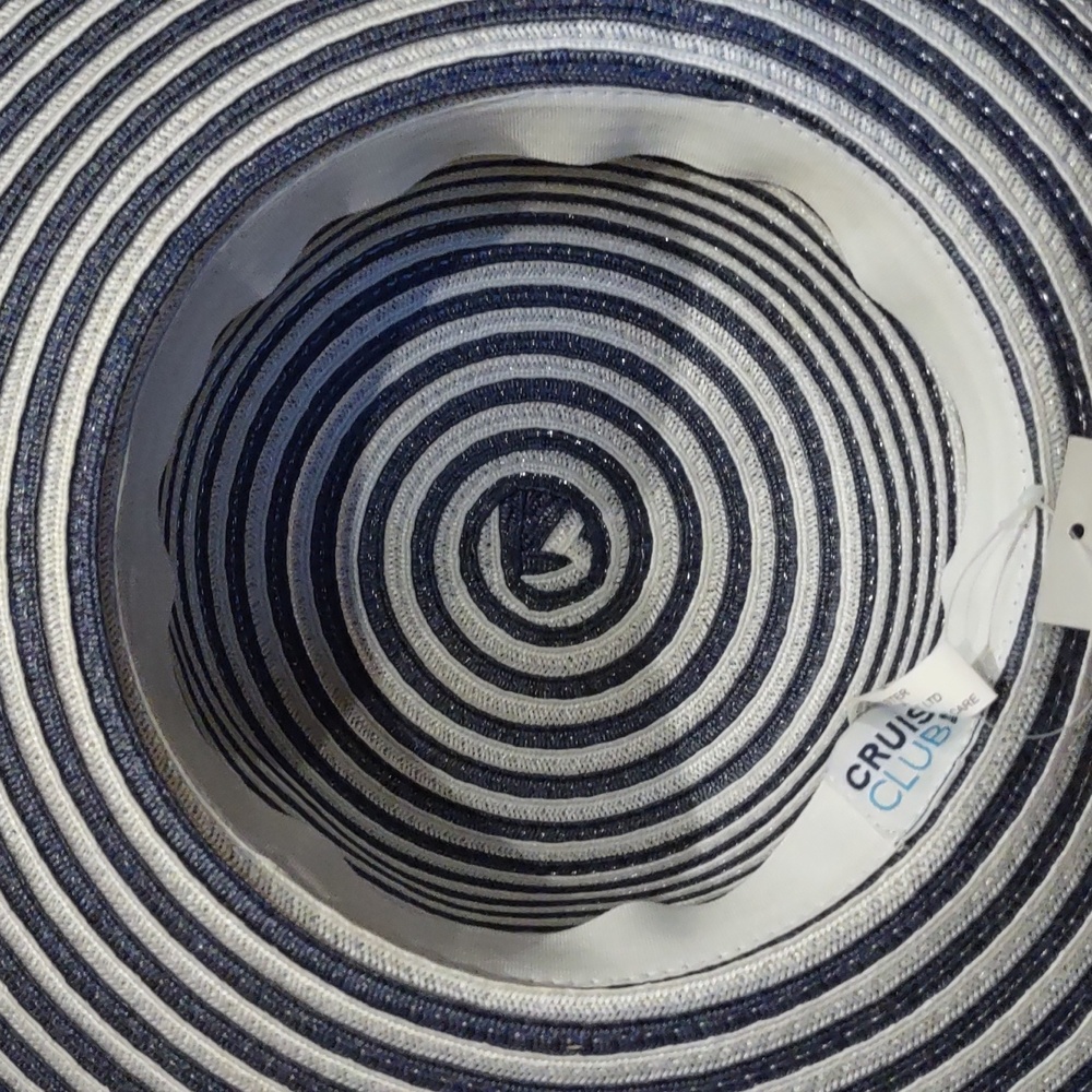 Sun Hat, Wide Brim, Floppy Beach hat, Navy and white, new - Picture 5 of 8